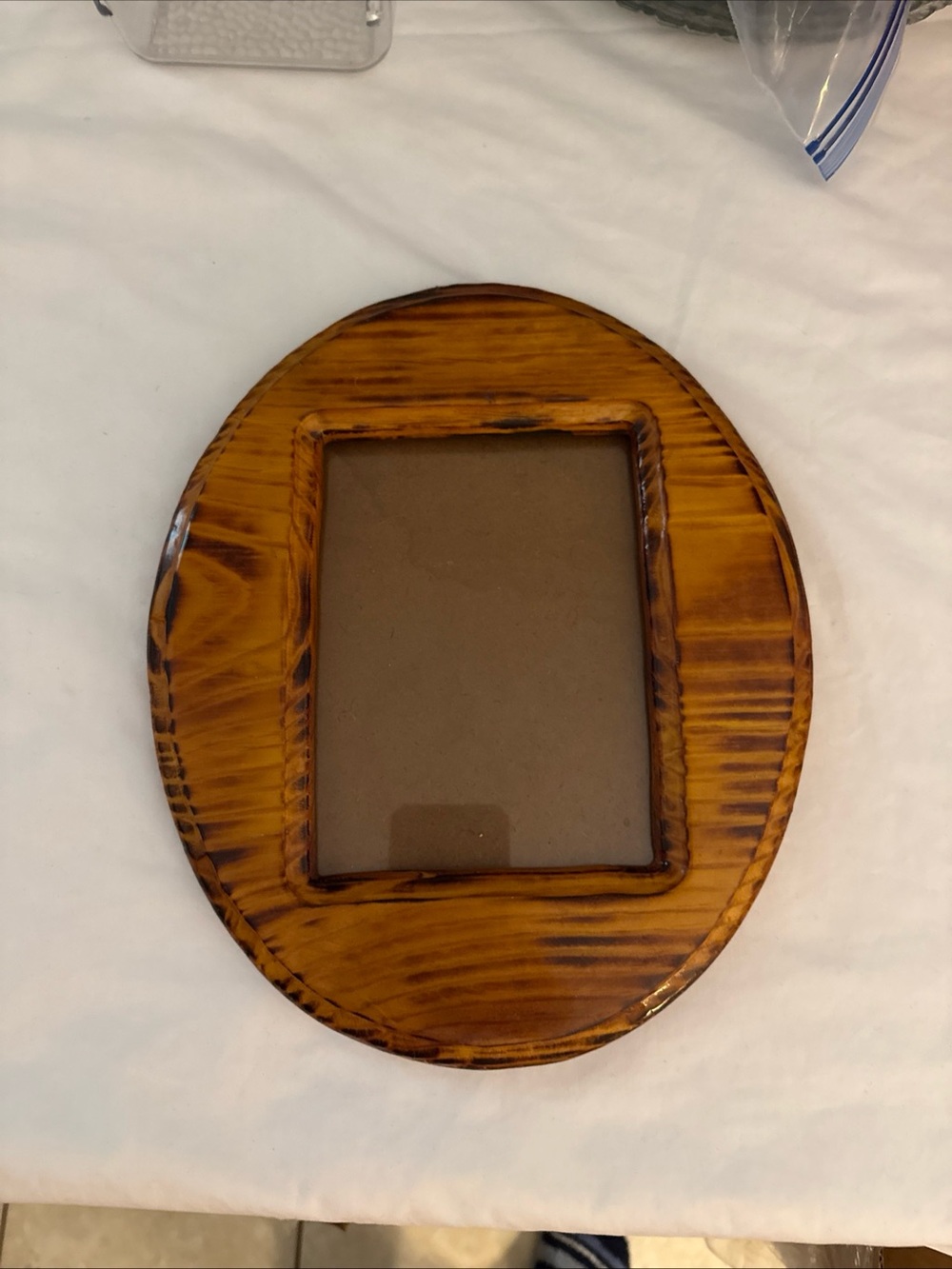 Vintage Rustic Oval Wood Picture Frame - Brown